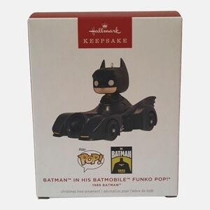 New in Box - 2024 Hallmark Ornaments BATMAN IN HIS BATMOBILE FUNKO POP Christmas